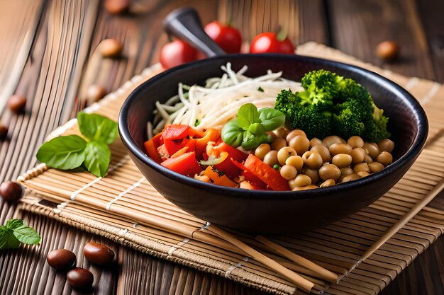 plato de cuenco de Buda con verduras y legumbres