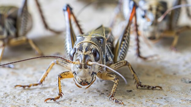 Un plato culinario exótico con insectos y hierbas frescas en un restaurante