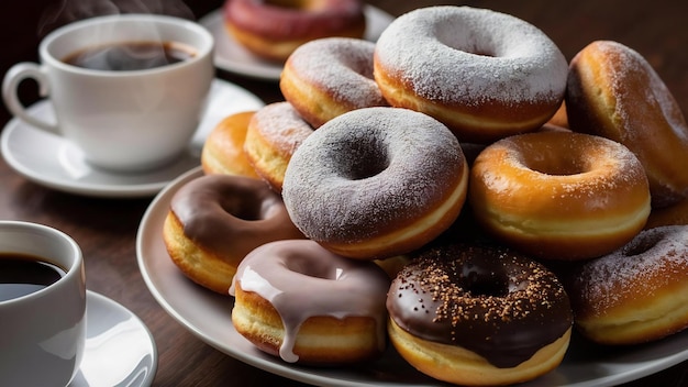 Plato con deliciosas rosquillas para la mañana