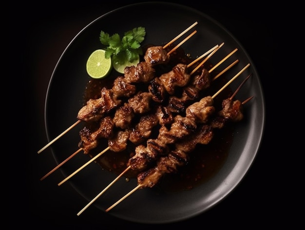 Un plato de delicioso satay indonesio