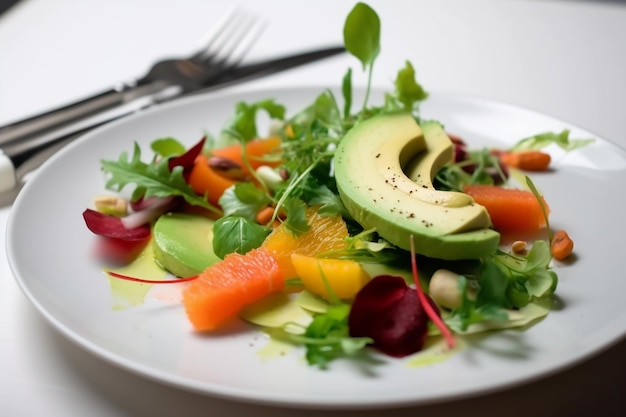 Plato con ensalada concepto de comida sana y equilibrada comida nutritiva para perder peso ai generativo