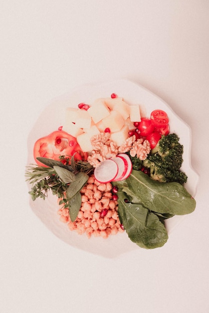 Plato de ensalada fresca con verduras mixtas