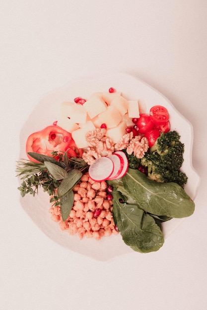 Plato de ensalada fresca con verduras mixtas