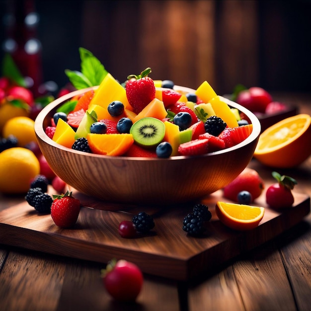 Un plato de ensalada de frutas