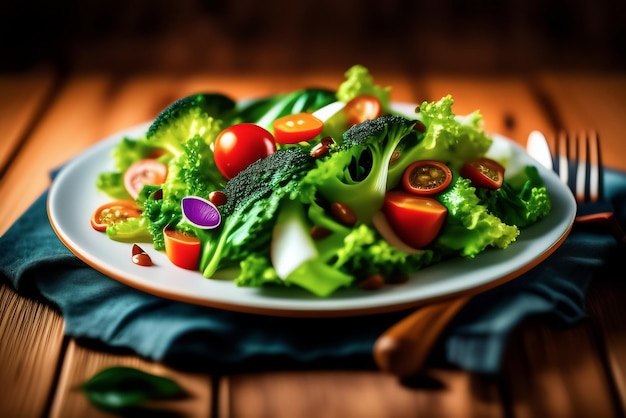 Un plato de ensalada con pepino, tomate, pepino y tomate