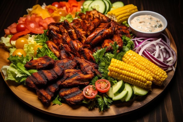 Plato de ensalada de pollo de barbacoa del suroeste