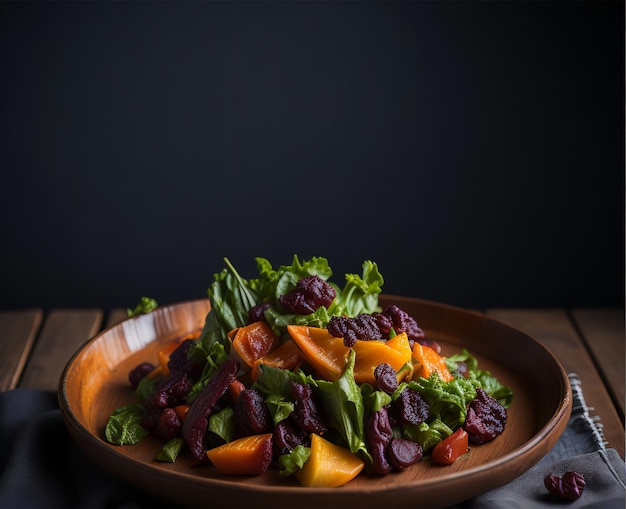 Un plato de ensalada con remolacha y remolacha