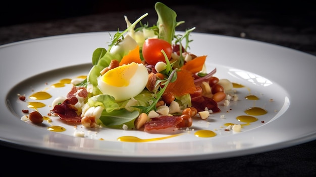 Un plato de ensalada saludable con tomates y lechuga.