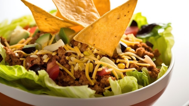 Un plato de ensalada de taco con un plato de ensalada de taco.