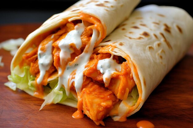 El plato de envoltura de Buffalo Chicken Ranch