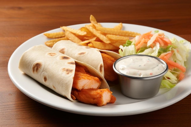 El plato de envoltura de Buffalo Chicken Ranch