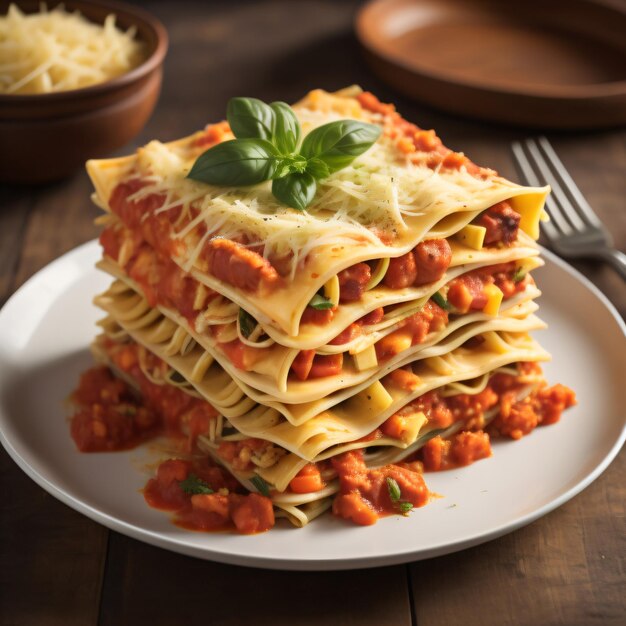 Un plato de espaguetis con salsa de tomate y queso