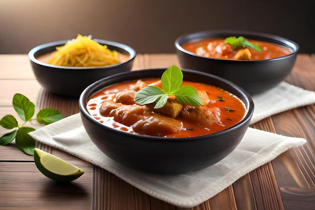 Un plato de estofado de pollo con una guarnición de espagueti.