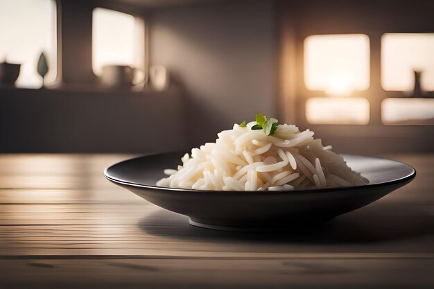 un plato de fideos con una luz en el fondo.