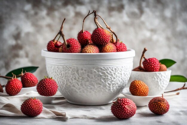 un plato de fresas con un plato blanco de fresas