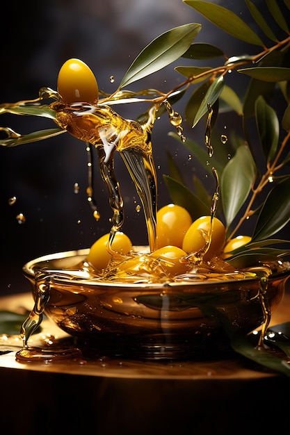 un plato de fruta amarilla con la palabra aceite de oliva