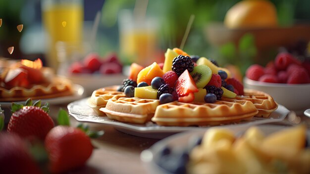 Un plato de fruta en una mesa.