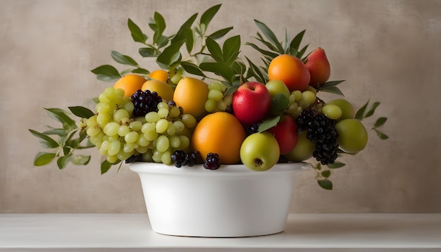 un plato de fruta que tiene una fruta en él