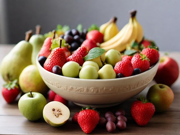 Un plato de frutas lleno de frutas