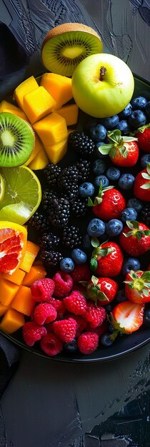 Foto plato de frutas en la mesa