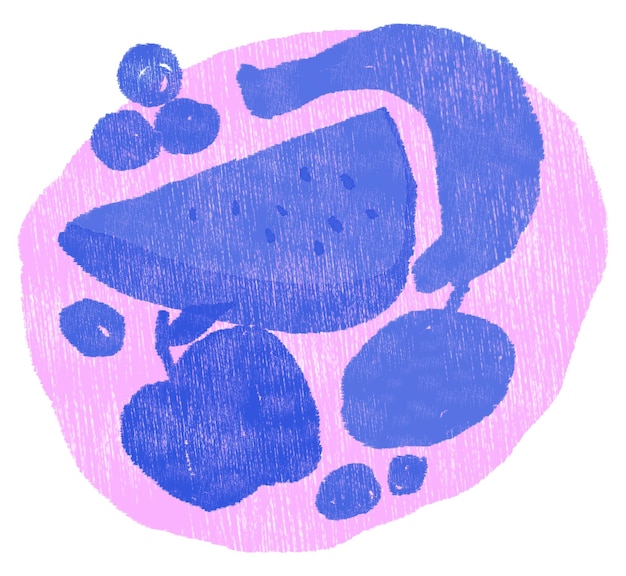 Plato de frutas pegatina png diseño de garabateo fondo transparente