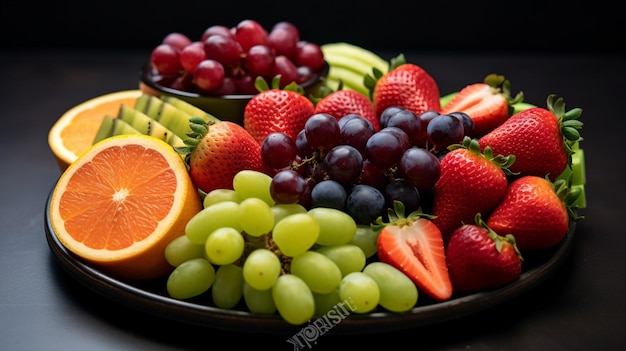 Plato de frutas y verduras frescas perfecto