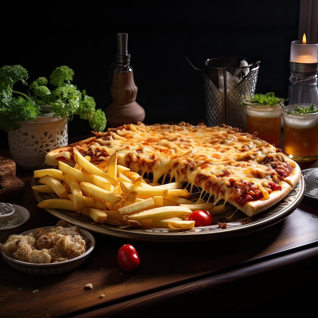 un plato de fusión único que combina la delicia de la pizza y el crujido irresistible de la francesa