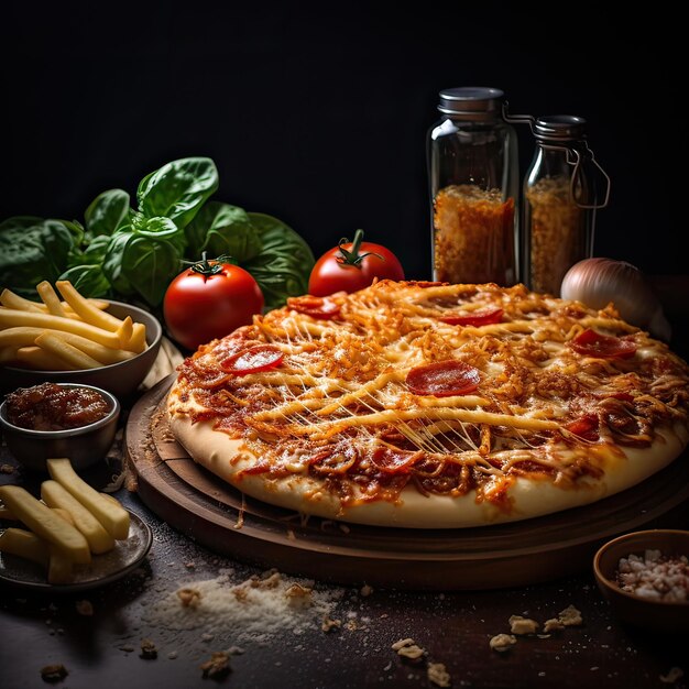 un plato de fusión único que combina la delicia de la pizza y el crujido irresistible de la francesa