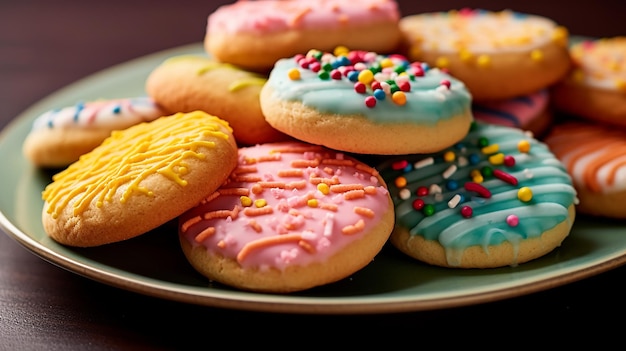 Un plato de galletas de azúcar recién horneadas