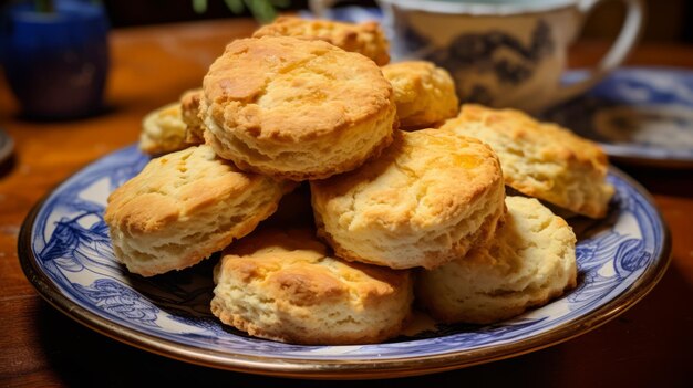 Foto un plato de galletas caseras saladas y secas