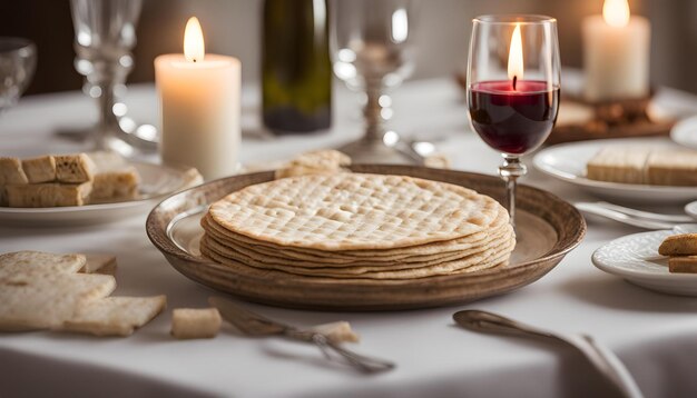 Foto un plato de galletas y galletas con una vela en el fondo