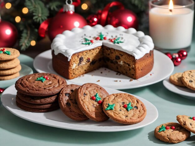 Un plato de galletas y un plato de galletas con una vela