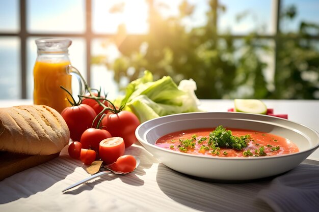 Plato de gazpacho con tomates