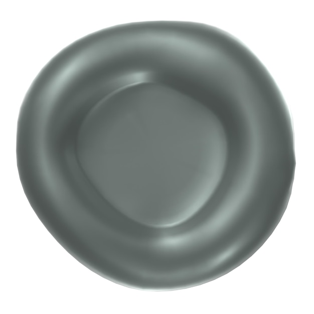 Un plato gris con fondo blanco y un círculo negro en el centro.