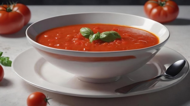 Plato hecho de tomates sabrosa sopa de tomate