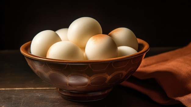 Un plato de huevos sobre una mesa