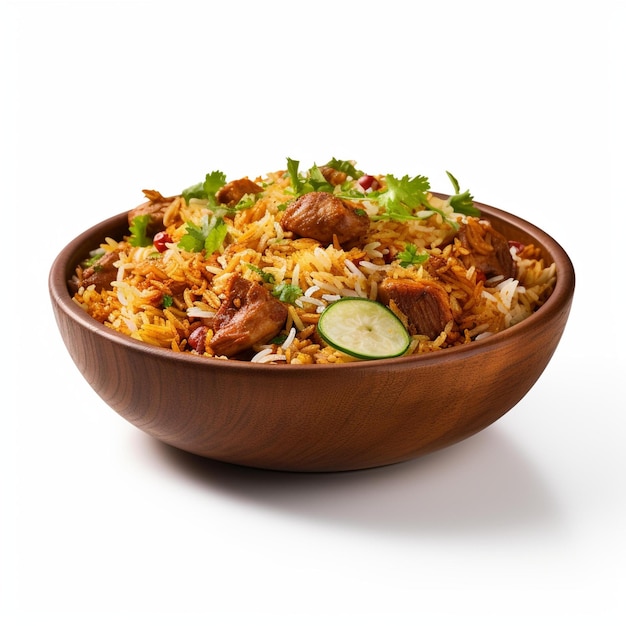 Plato indio de arroz con pollo Biryani y pollo