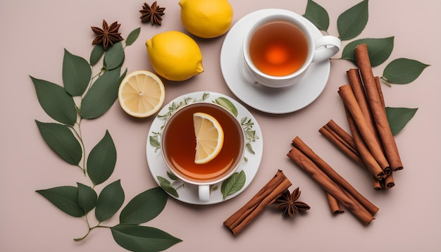 un plato de limones palitos de canela y palitos de cannela