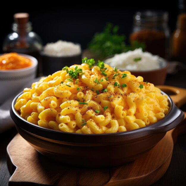 un plato de macarrones y queso