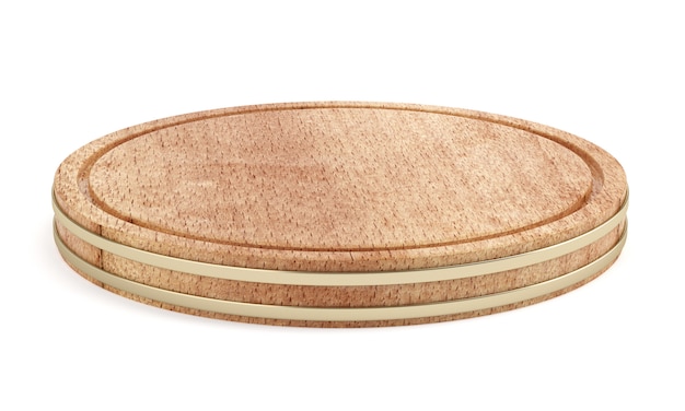 Plato de madera aislado en blanco