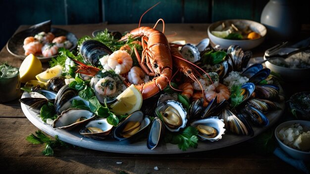 Un plato de mariscos