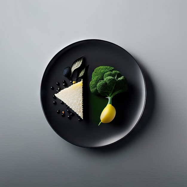 Foto plato minimalista de comida vegana.