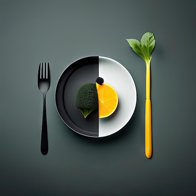 Plato minimalista de comida vegana.