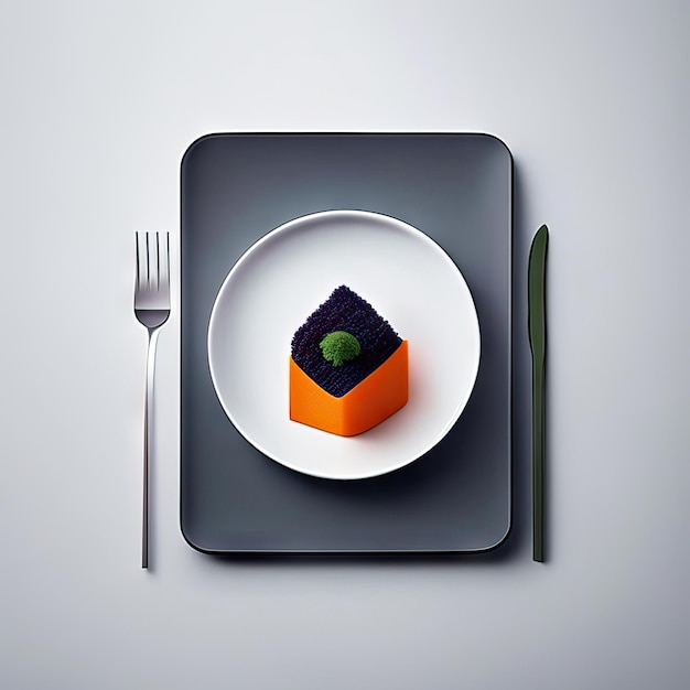 Plato minimalista de comida vegana.