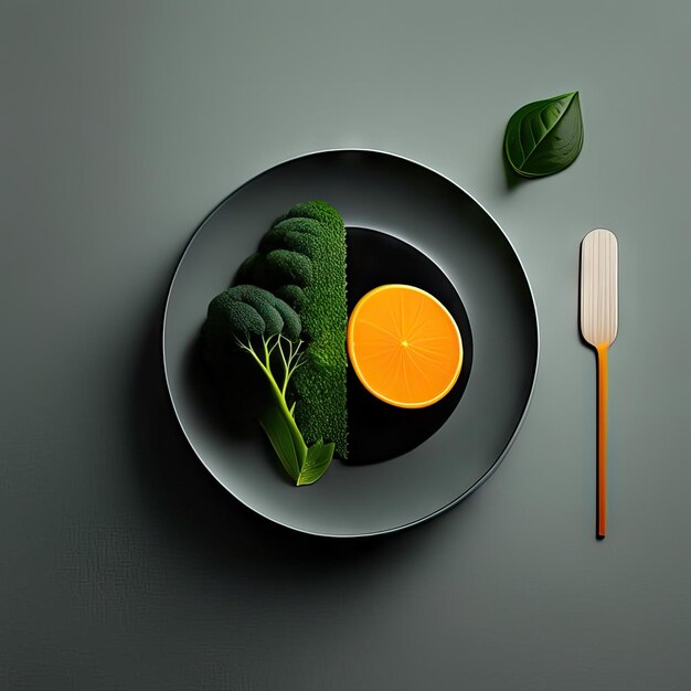 Foto plato minimalista de comida vegana.