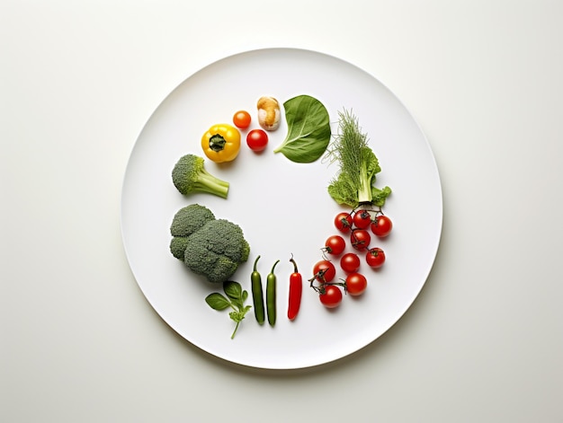 Foto plato minimalista de comida vegana.