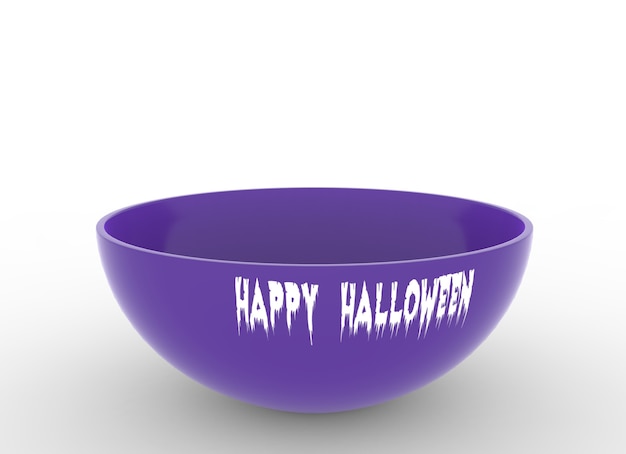 Foto plato morado con la inscripción halloween 3drendering