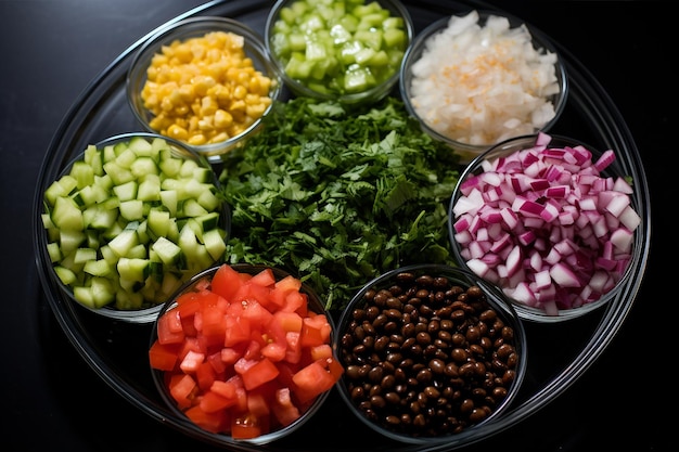 Plato de muestreo de súper ensaladas