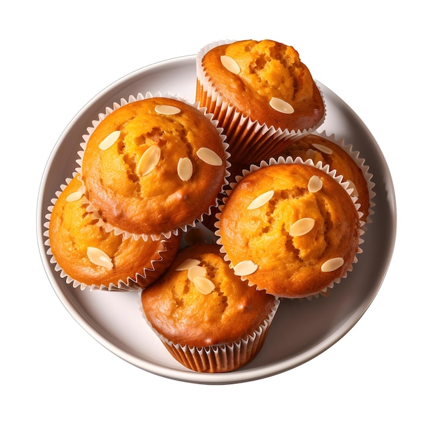 Un plato de muffins de calabaza aislado sobre fondo blanco transparente