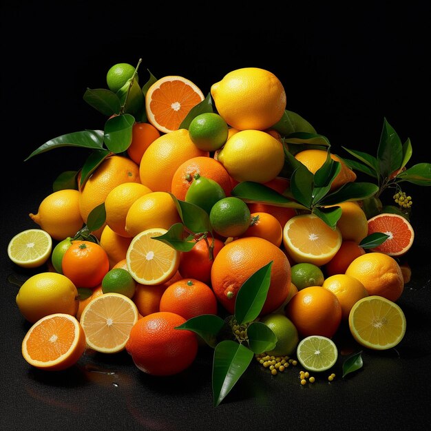 un plato de naranjas y limones con la palabra limones en el fondo